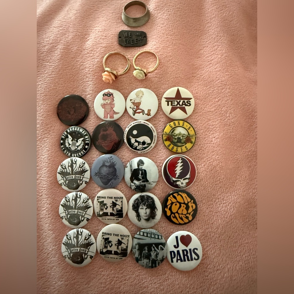 Brandy Melville Pins, Forever 21 Rose Rings, Free People & Quarter Ring Bundle